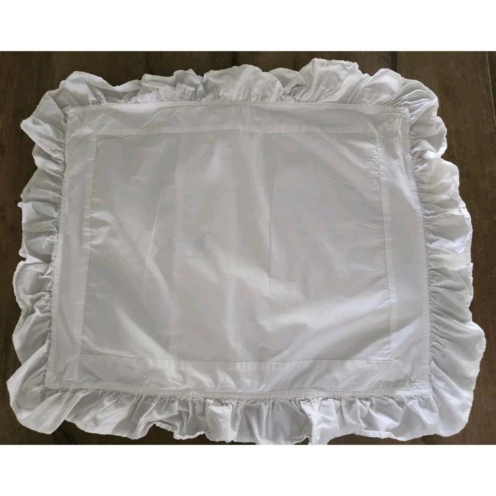 SIMPLY SHABBY CHIC White  Ruffled Cotton Pillow Standard  Sham VERY GOOD COND